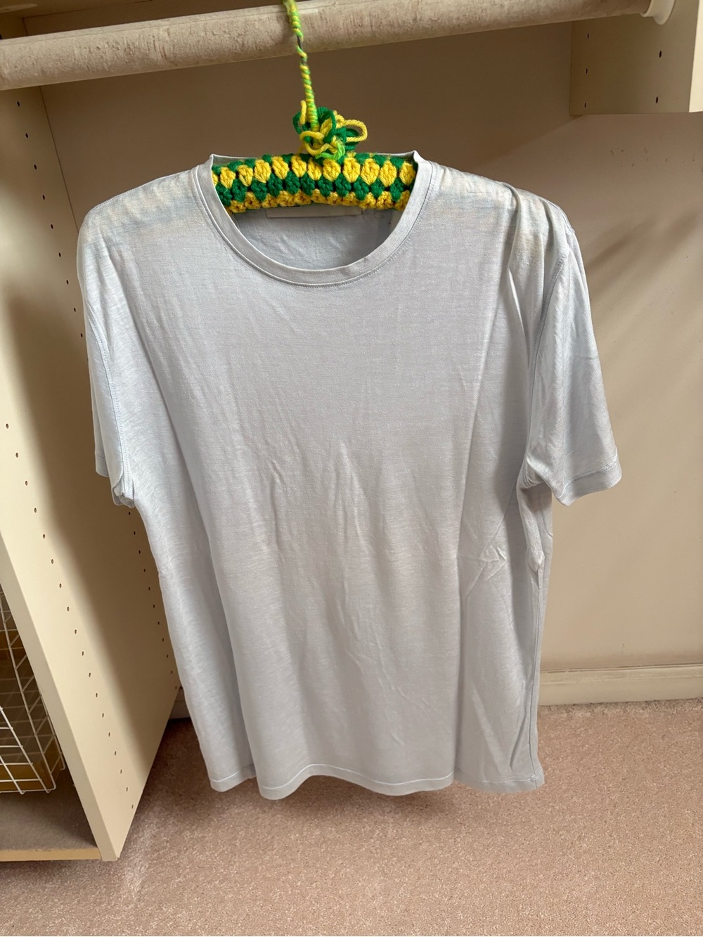 Men's Classic Crew Neck Silk T-shirt Blue